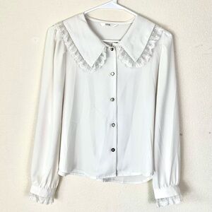 White Lolita blouse with Peter Pan collar, women’s size medium
